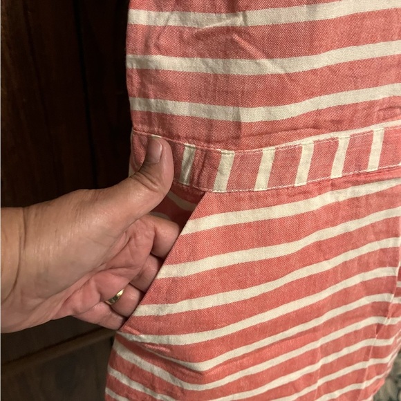 J Crew Boathouse Pink/white Stripe Short Cap Sleeve W/pockets Mini Dress Sz 10 - Picture 4 of 7